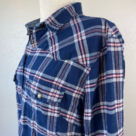 JACHS Girlfriend Plaid Button Down Shirt Size L EUC - Picture 5 of 8